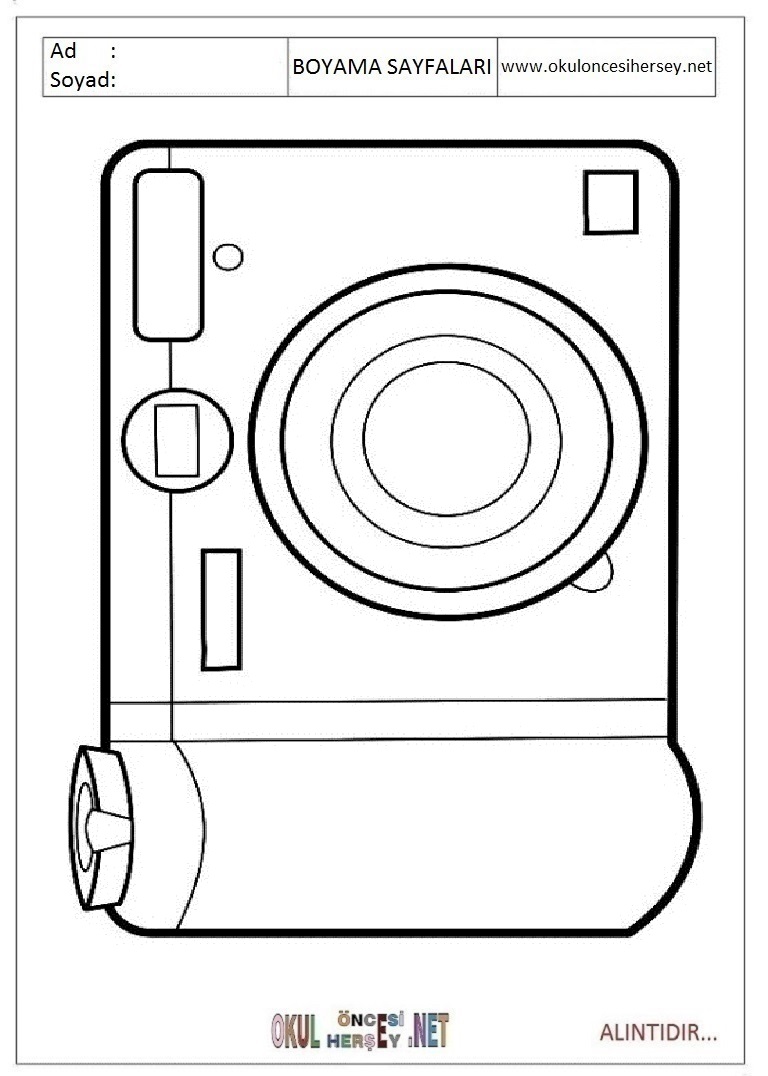Çocuklar İçin fotoğraf-makinesi Boyama Sayfaları 